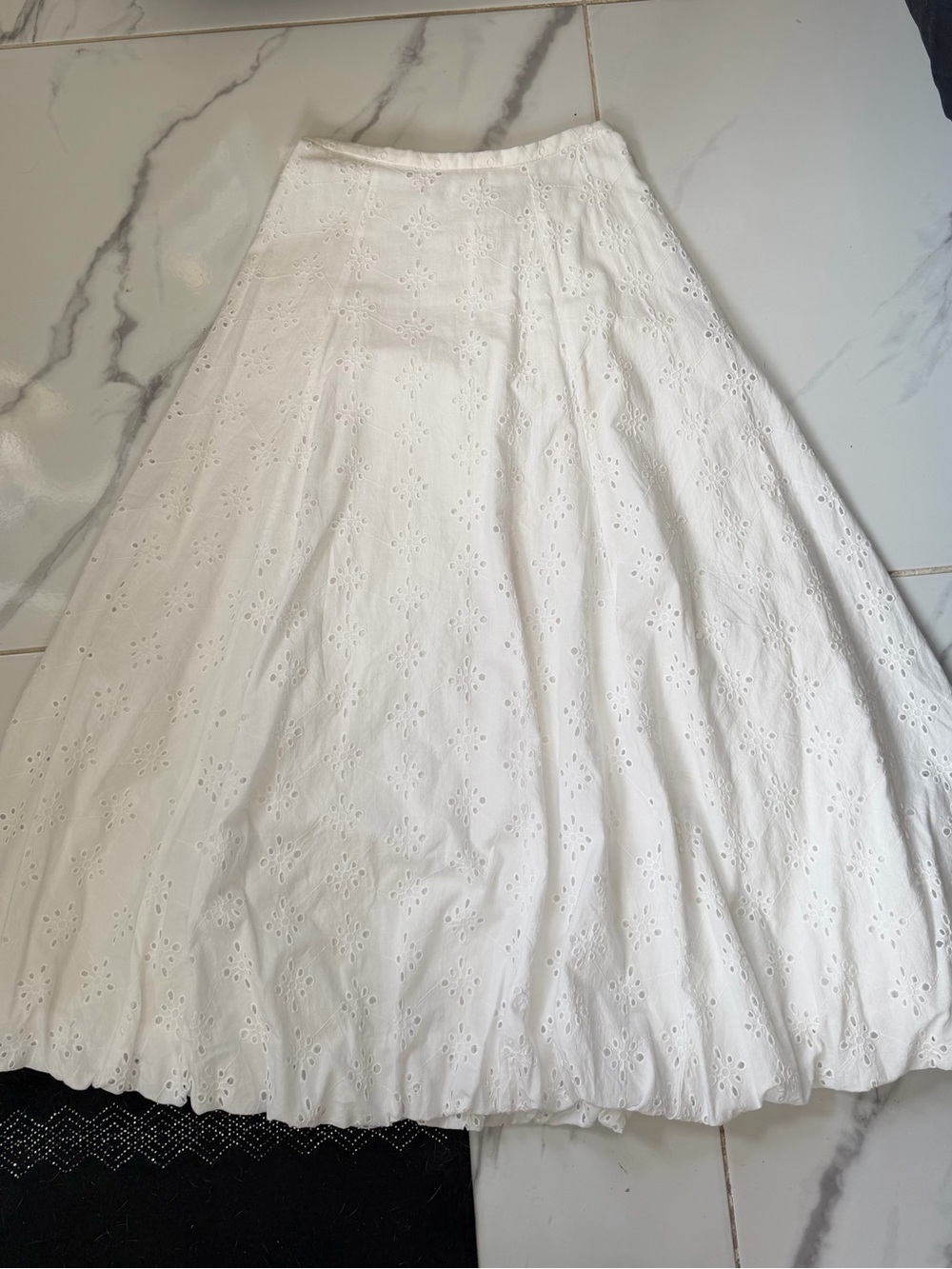 Zara White Eyelet A-Line Skirt